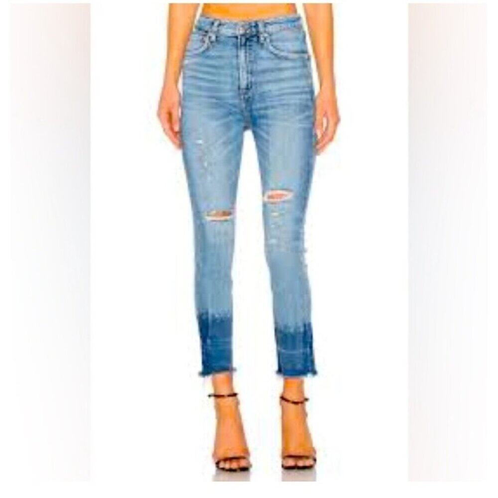 💙 AGOLDE 🩵  Ruby Super High Rise Slim Straight Distressed Ankle Jeans Size 30 - Picture 8 of 12